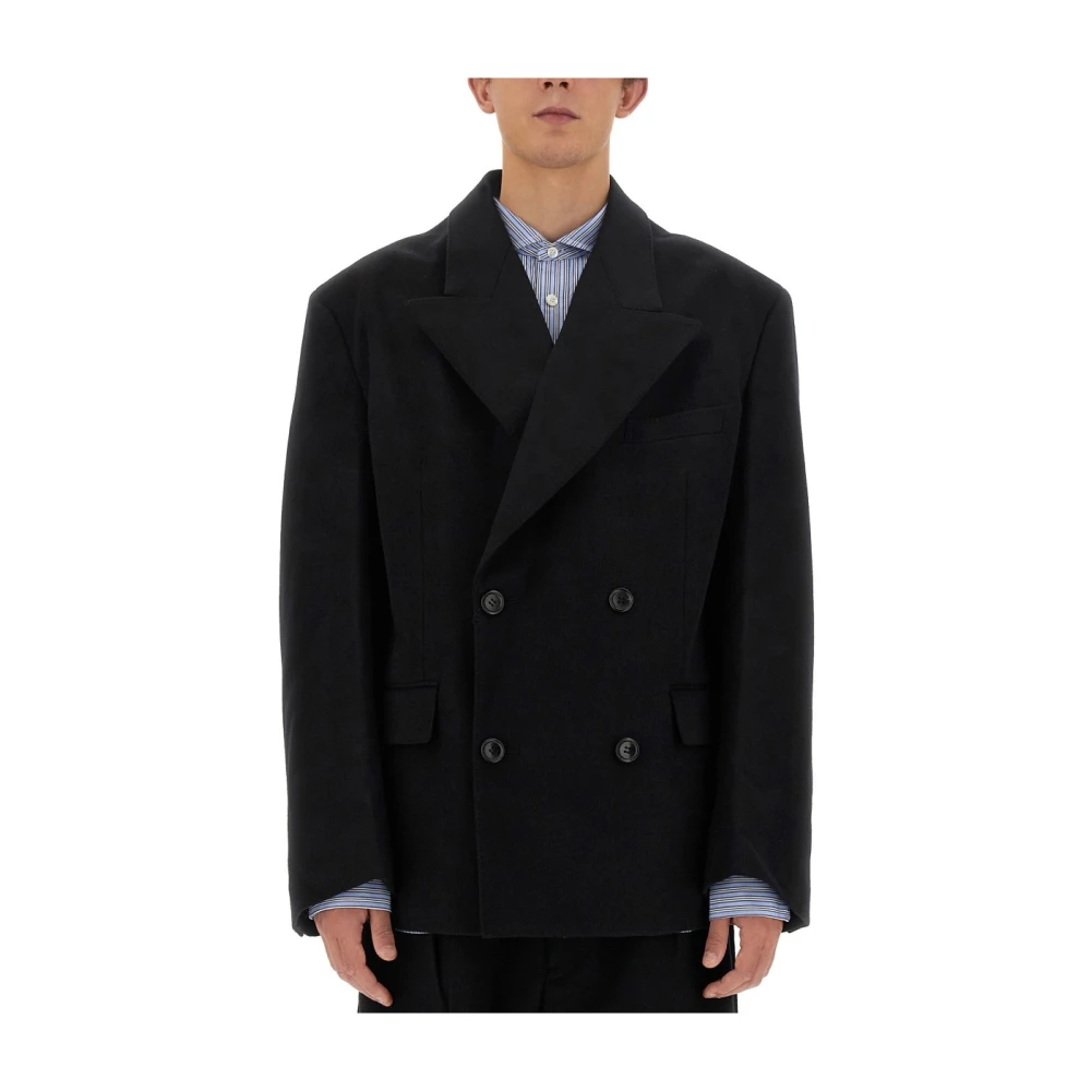 Junya Watanabe Luxe Wol Kasjmier Getailleerde Blazer Black Heren