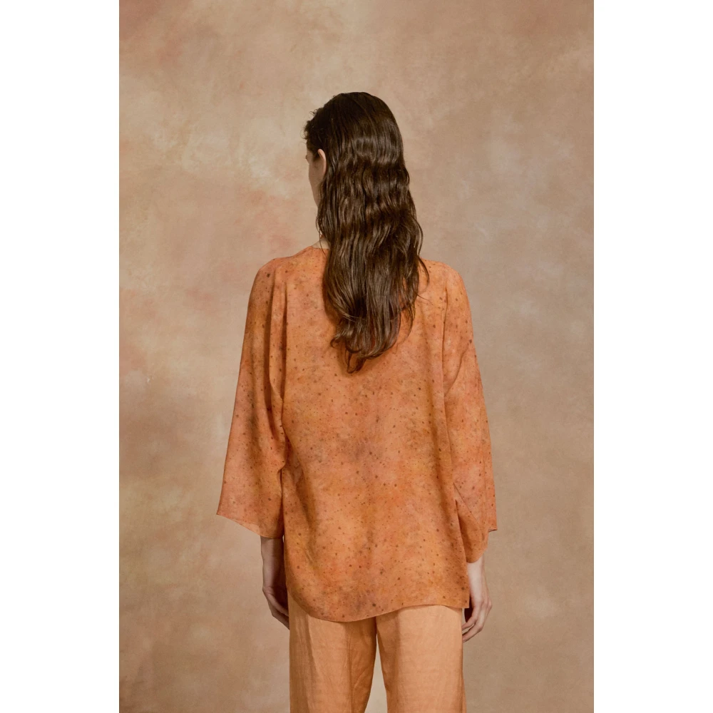 Cortana Lara zijden wikkelblouse sora print Orange Dames