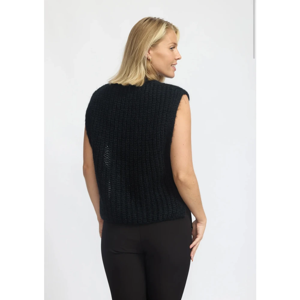 2-Biz V-hals gebreide trui Black Dames