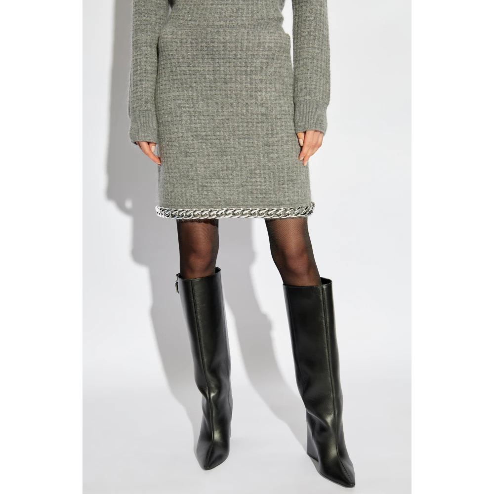 TORY BURCH Rok met wollen afwerking Gray Dames