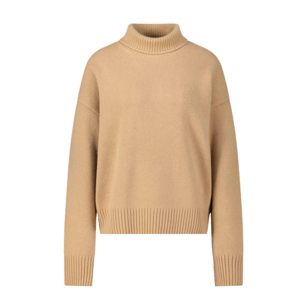 Ami Paris Wollen Turtleneck Beige Dames
