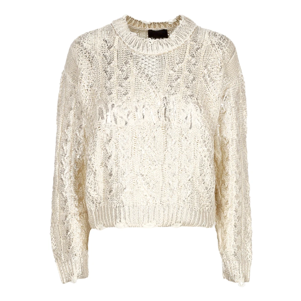 Disclaimer Logo Crewneck Sweater in Melk Beige Dames