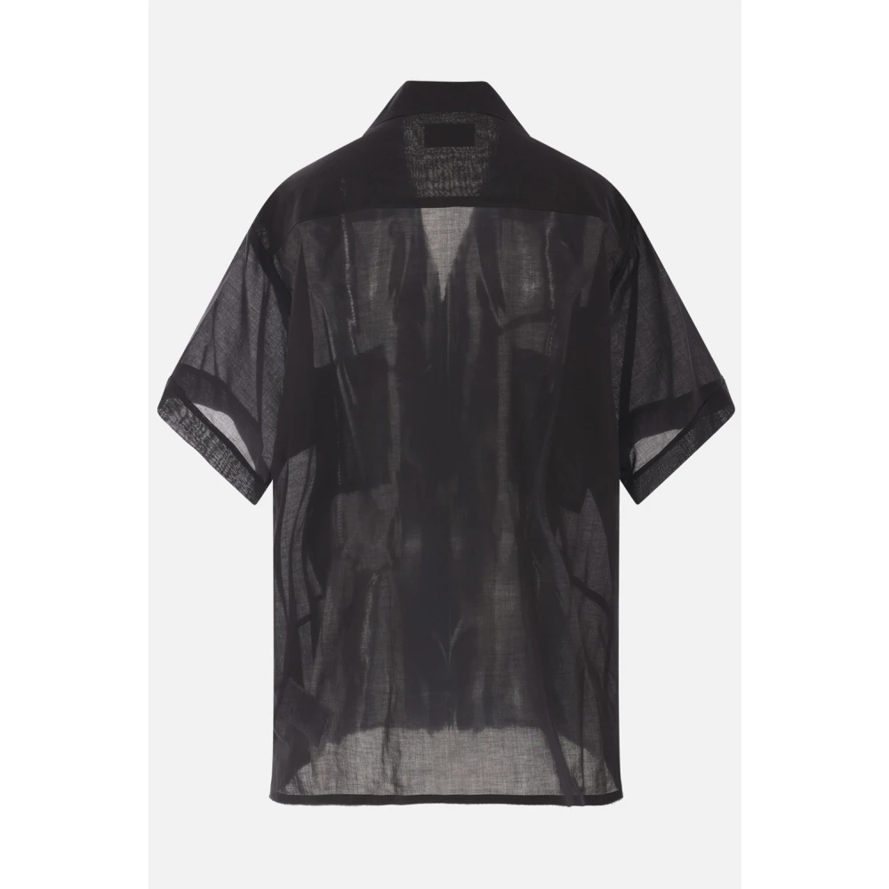 Magliano Zwarte katoenen Guayabera-shirt met geplooide details Black Heren