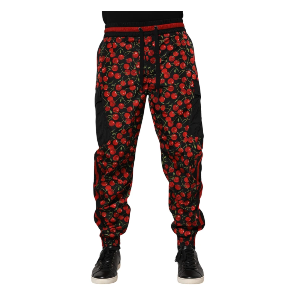 Dolce & Gabbana Cherry Print Men Jogger Trousers - Male - Sweatpants - Black - M - Trousers