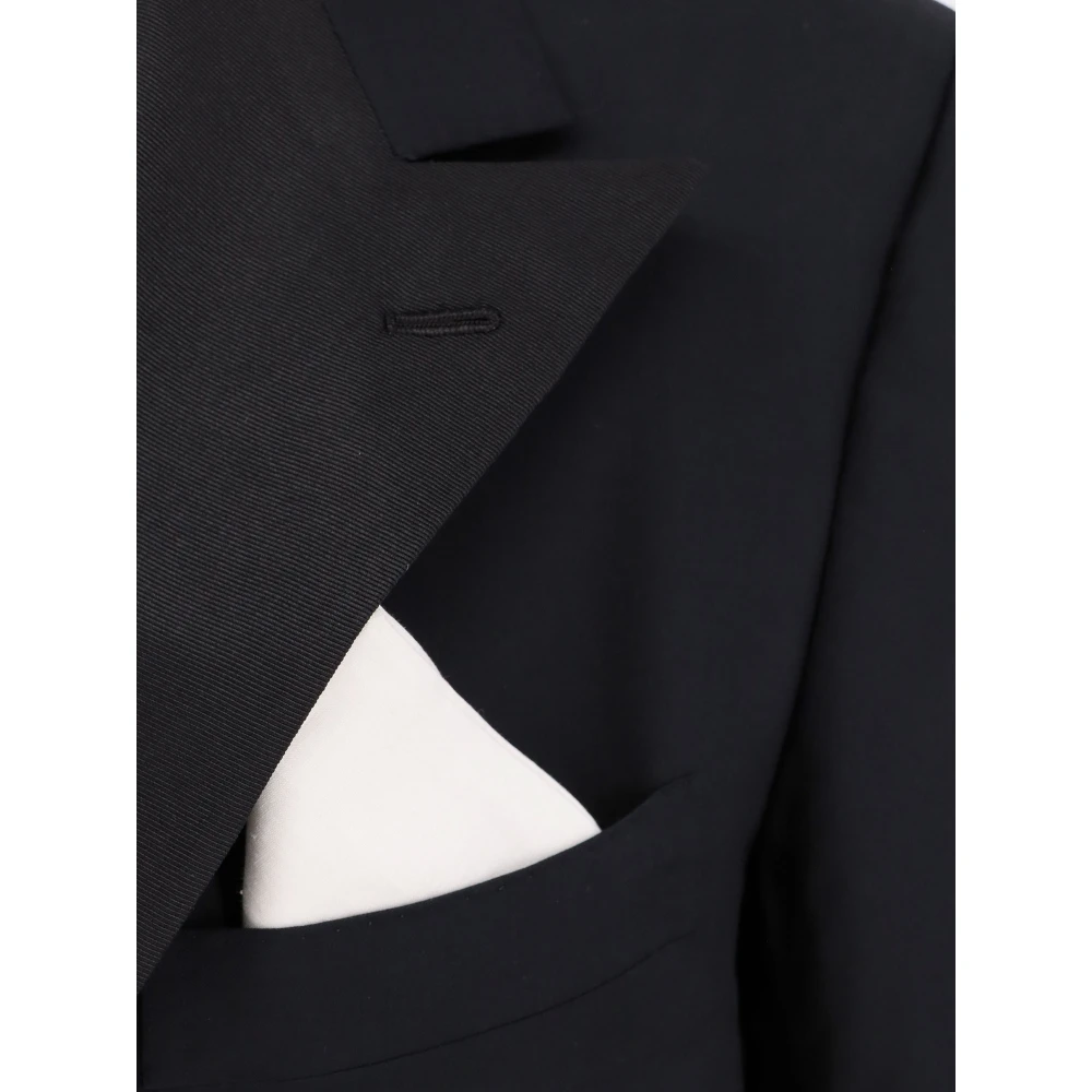 Kiton Peak Lapel Double-Breasted Wool Smoking Black Heren