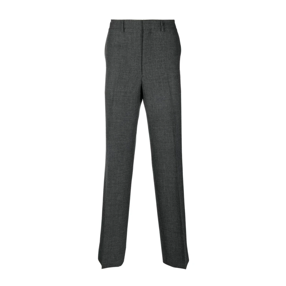 Prada Men's Gray Suit Trousers,, Wool Trousers With Hook Closure Medium