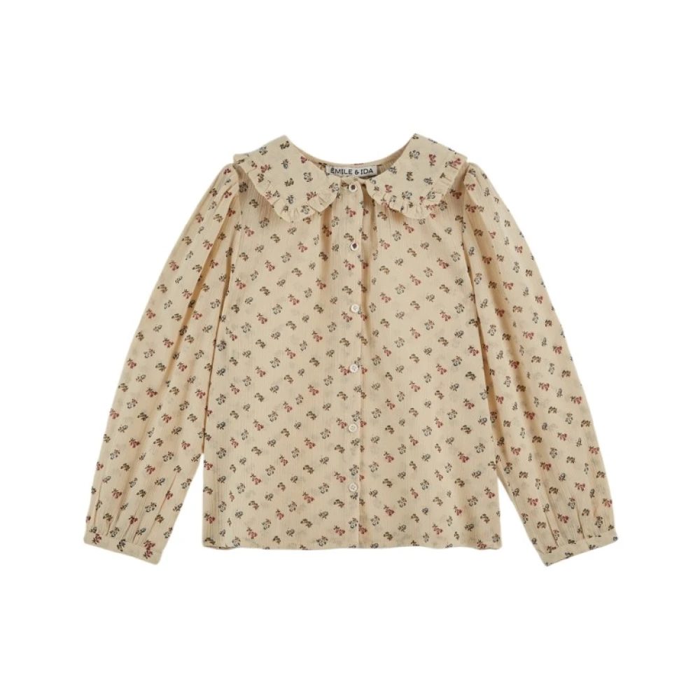 Emile et Ida Blommig Blus med Peter Pan-krage Beige, Flicka