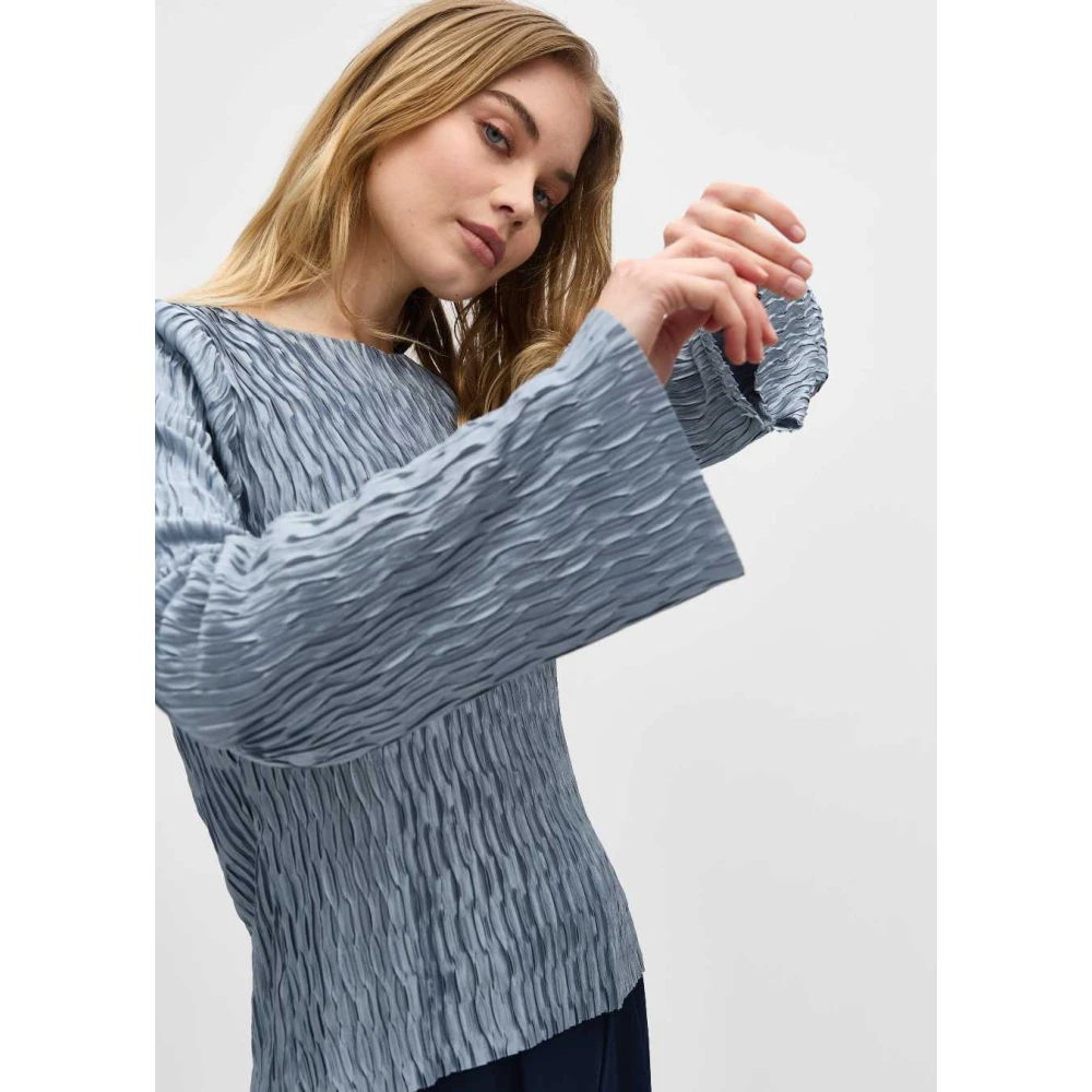 MbyM Gestructureerde Blauwe Blouse Azuria Blue Dames