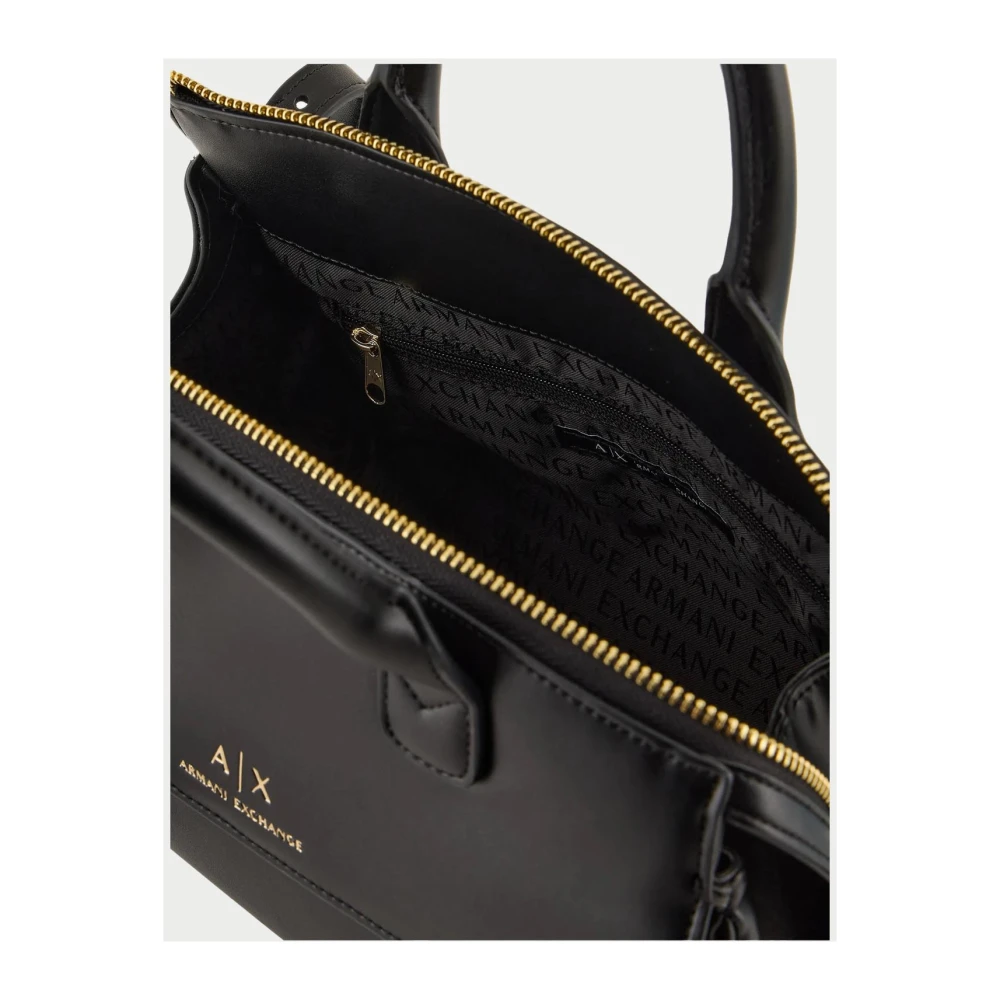 Armani Exchange Zwarte Tote Tas met Metalen Details Black Dames
