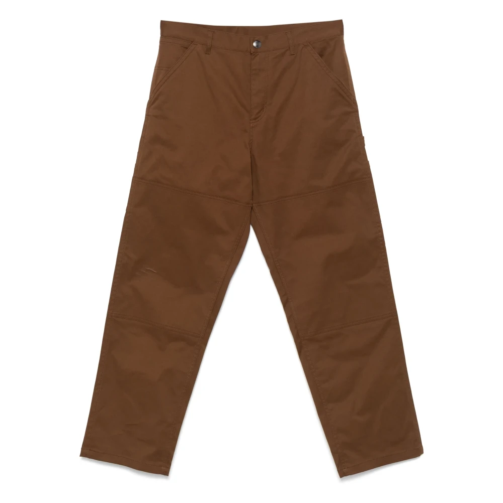 Moncler Men's Brown Cotton Gabardine Trousers - Straight Trousers - L - Trousers