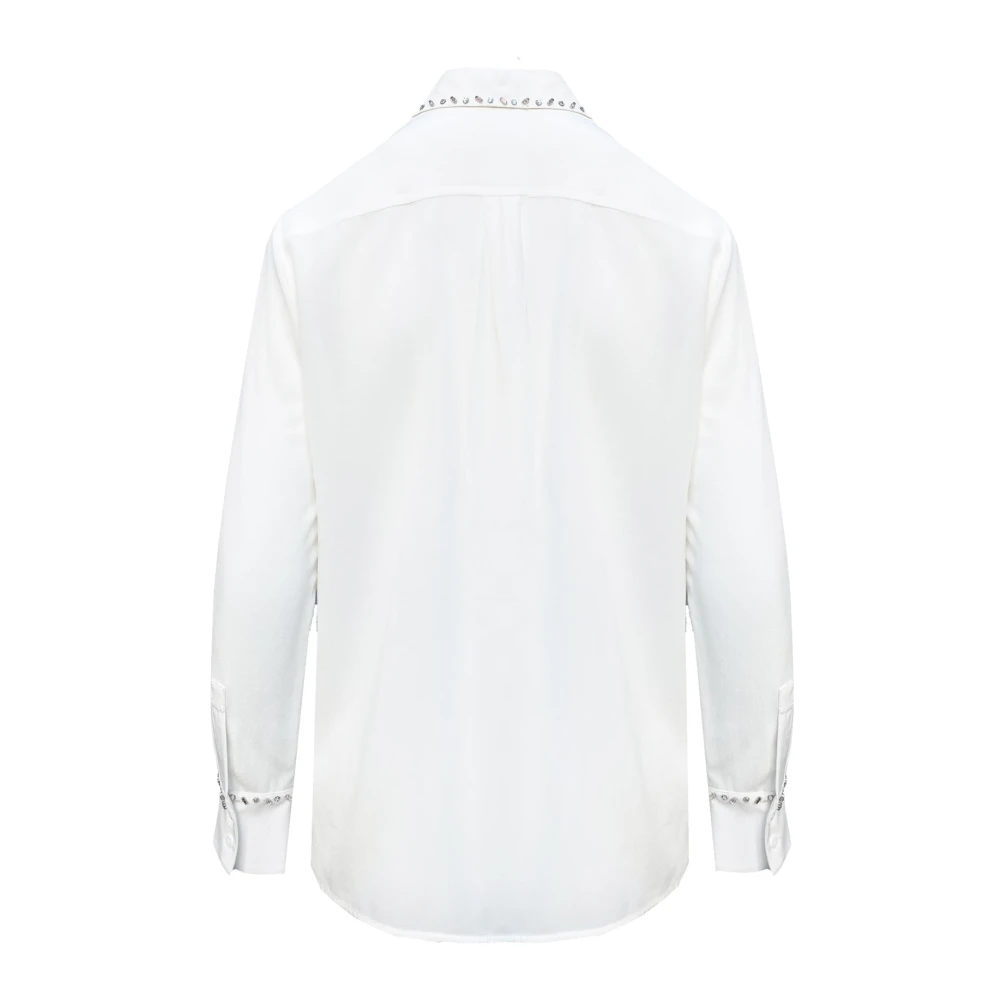 Max Mara Studio Zijden Witte Shirt met Kristallen Versiering White Dames