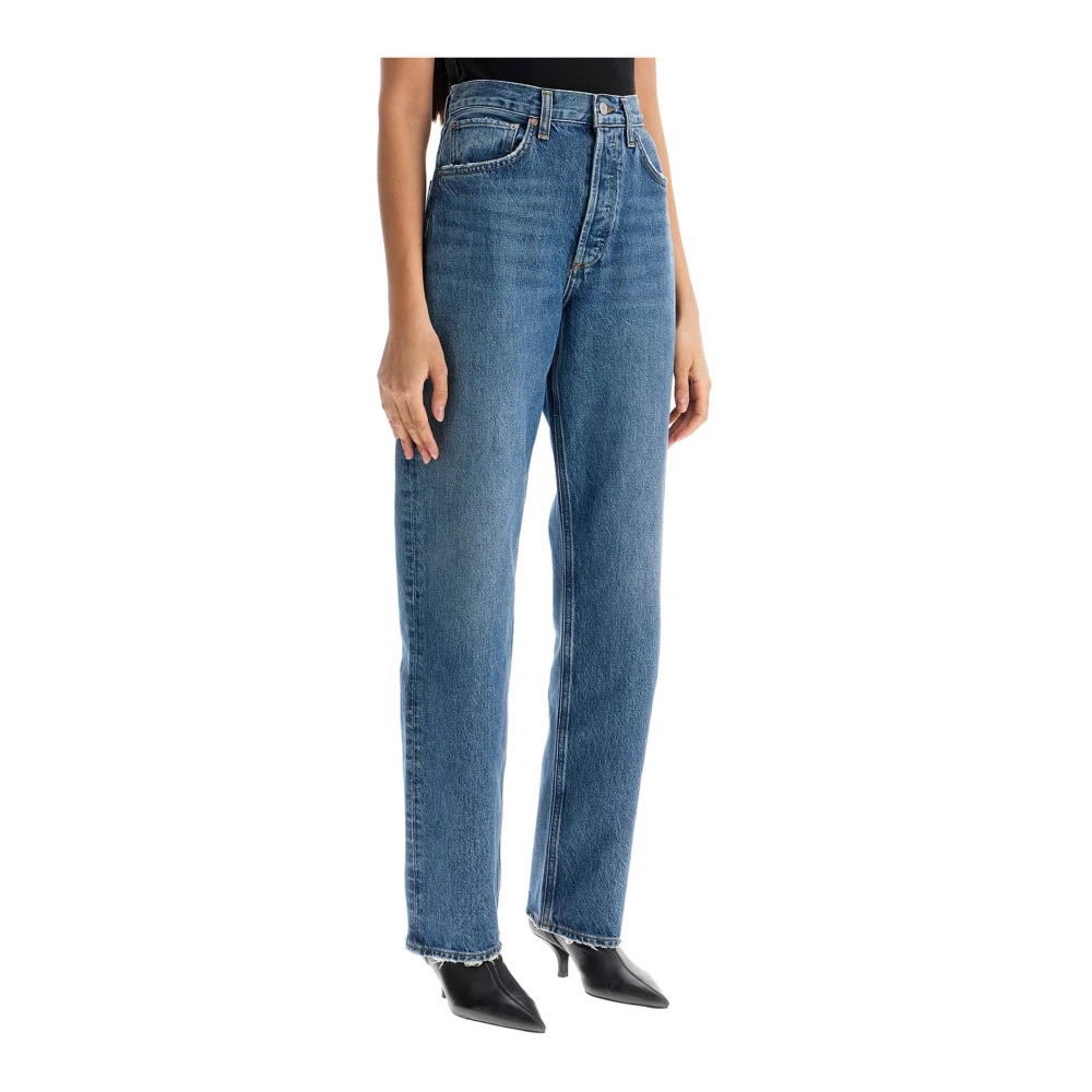 Agolde Hoge taille relaxte rechte jeans Blue Dames