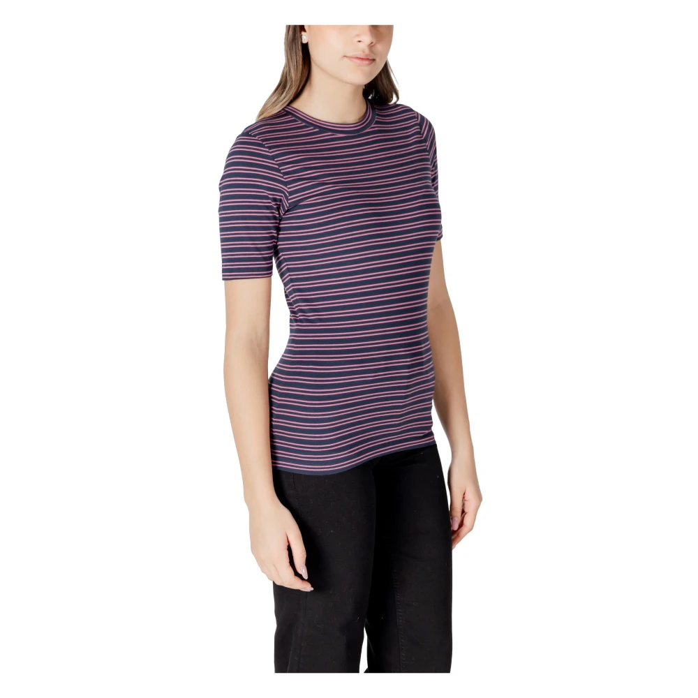 Ichi Blauw & Wit Gestreept T-shirt Multicolor Dames