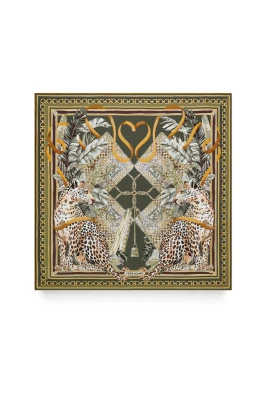 Feline-print Silk Foulard Scarf