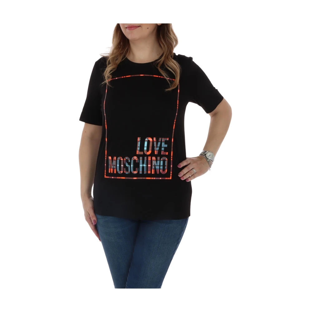 Love Moschino Grafisch T-shirt voor vrouwen Lente Zomer Black Dames