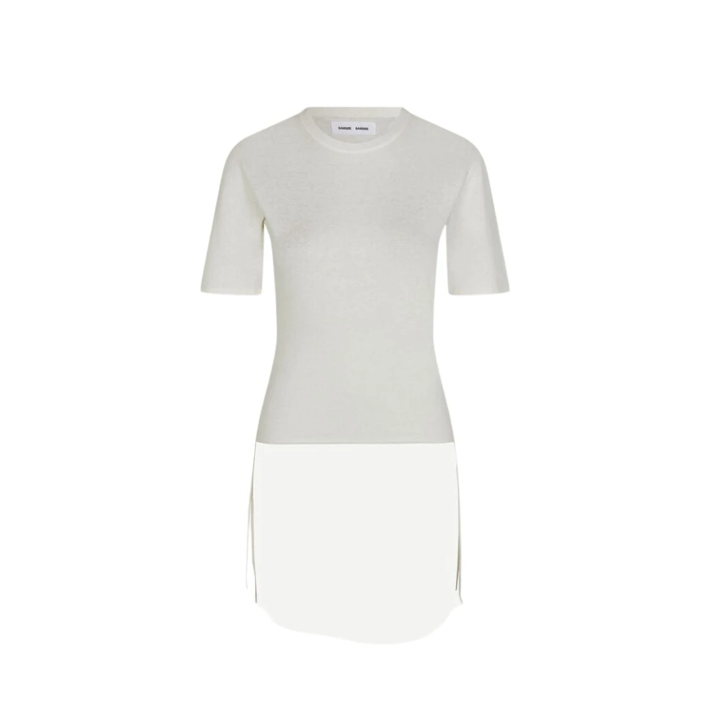 Samsøe Gebreid T-shirt met Strikdetails White Heren