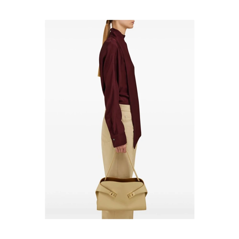 Salvatore Ferragamo Beige Leren Crossbody Tas Gancini Brown Dames