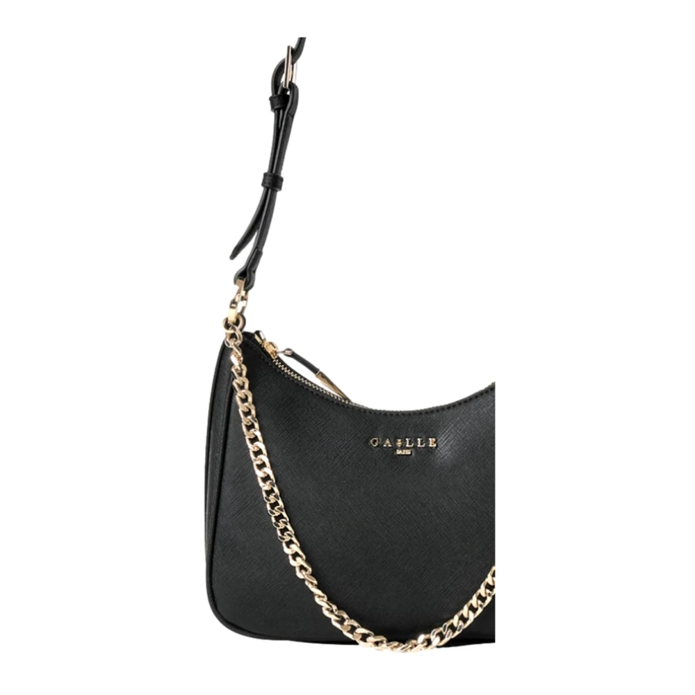 Gaëlle Paris Zwarte Schoudertas met Kettingriem Black Dames