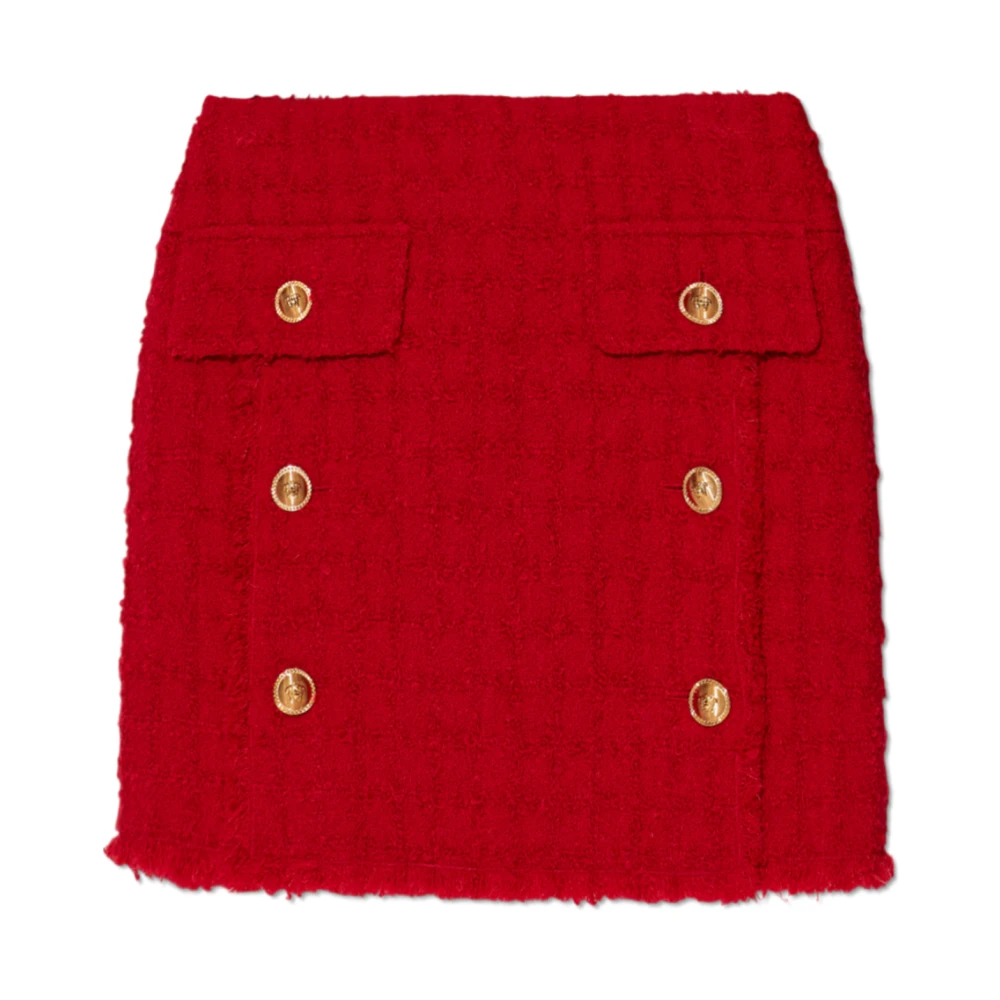Versace Women's Red Tweed Skirt