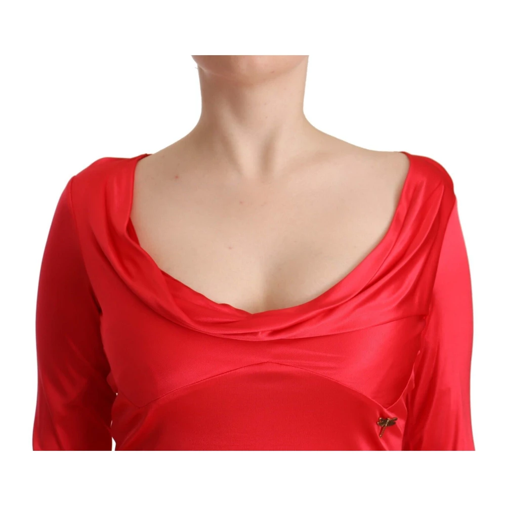 John Galliano Rode Sheath Jurk met Diepe Ronde Hals Red Dames