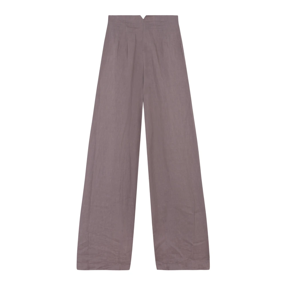 Cortana Lavendel Palazzo Hoge Taille Linnen Broek Purple Dames