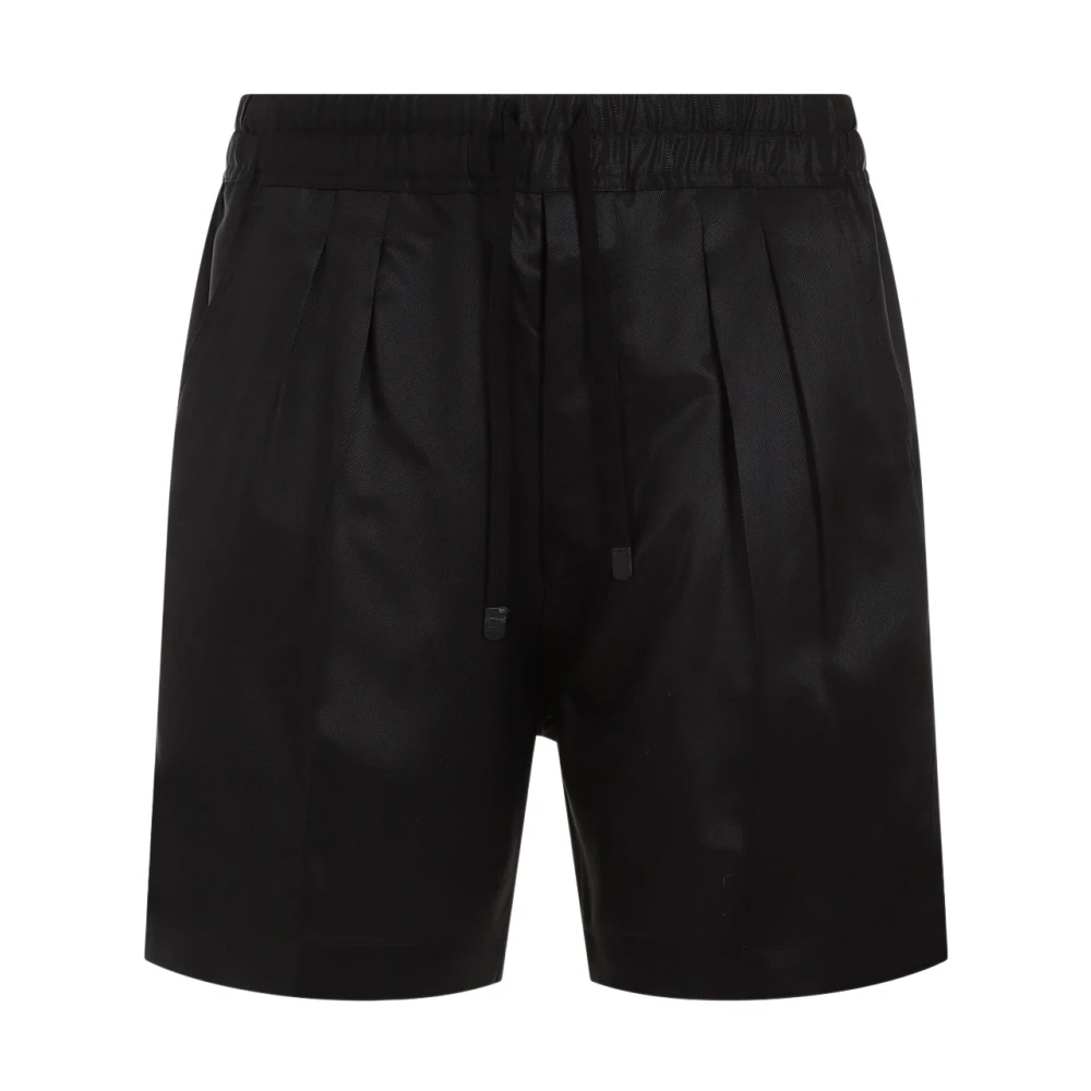Tom Ford Zwarte Zijden Geplooide Shorts Black Heren