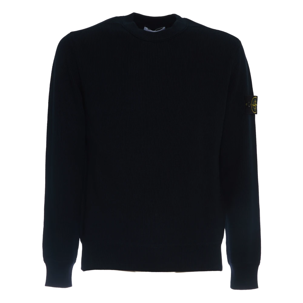 Stone Island Men's Blue Ribbed Sweater