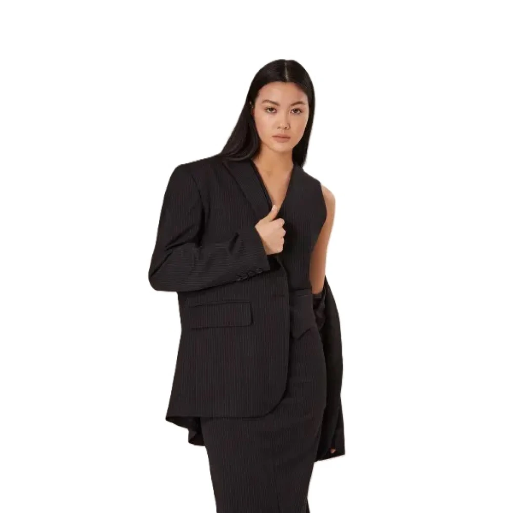 SoSUE Pinstripe Oversized Blazer Klassiek Comfort Black Dames