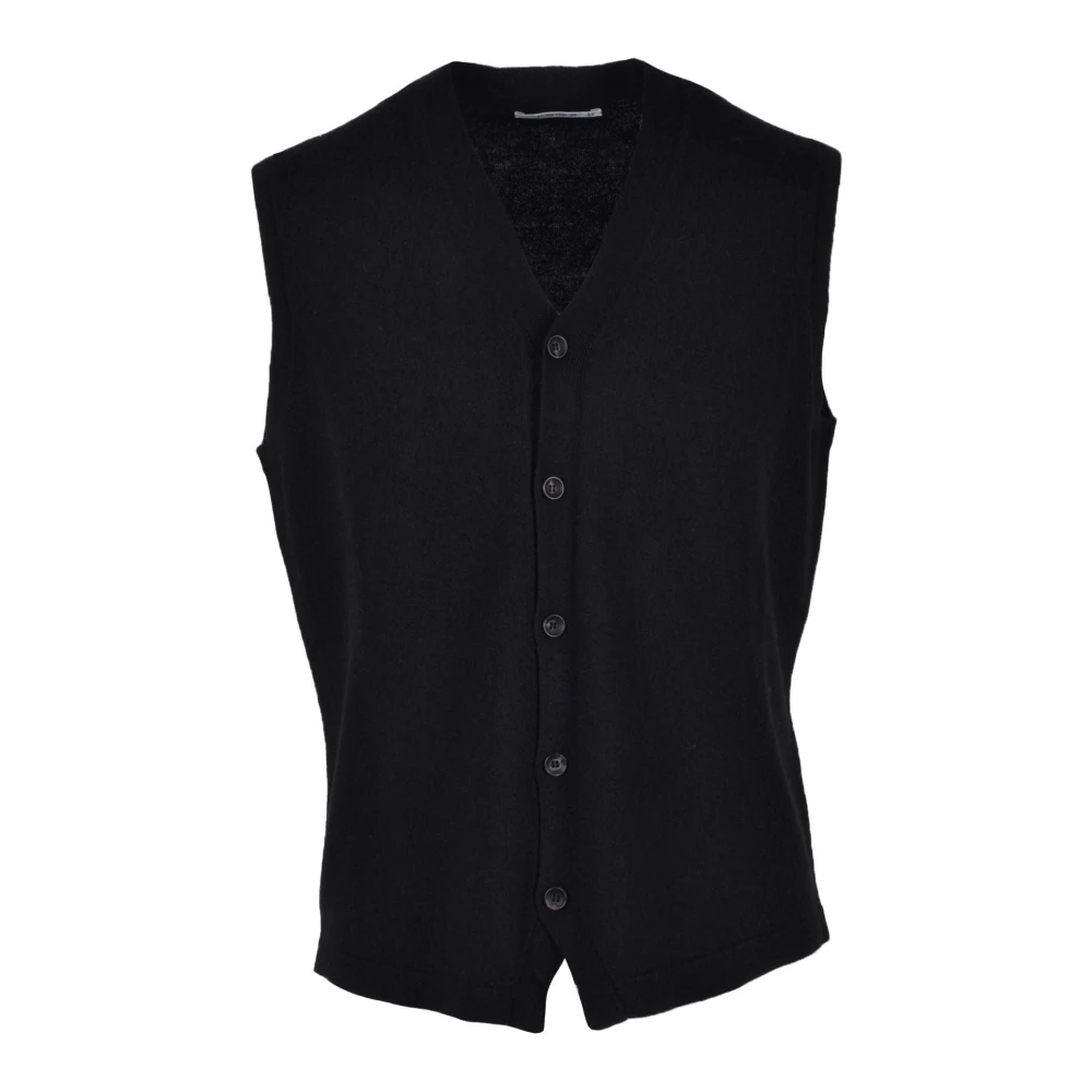 Kangra Merino Wol Gebreid Vest Black Heren