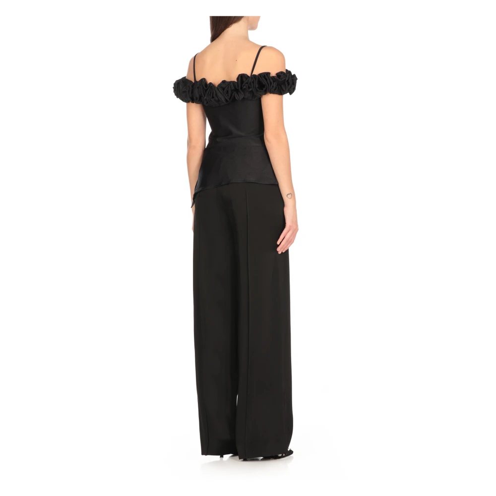 Coperni Zwarte Mouwloze Ruffle Top met Ventilatieopeningen Black Dames