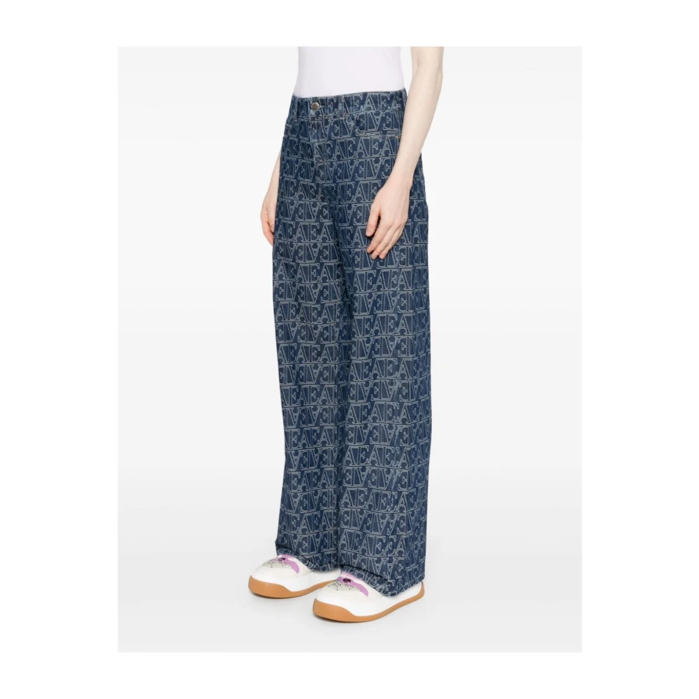 Emporio Armani Blauwe Denim Wide Leg Jeans Blue Dames