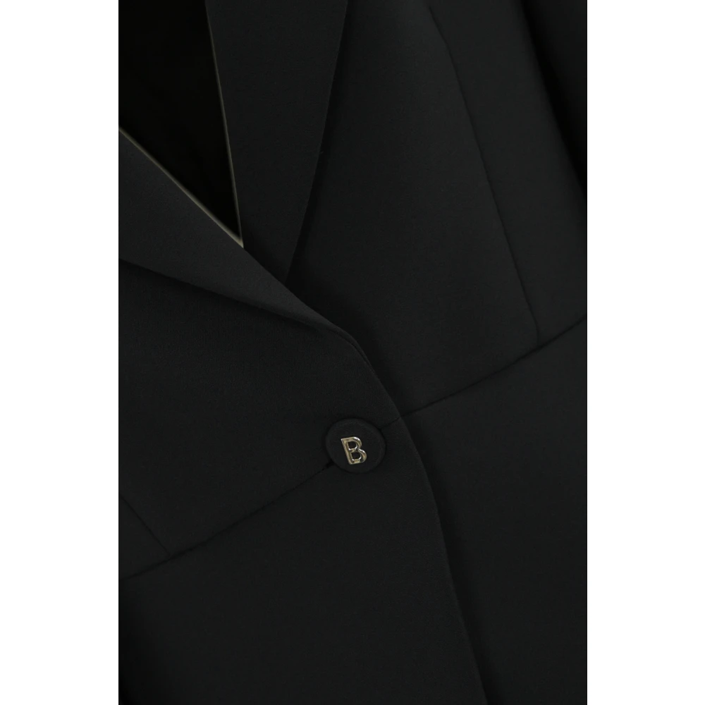 Blugirl Zwarte Crepe Blazer Lange Mouw V-Hals Black Dames