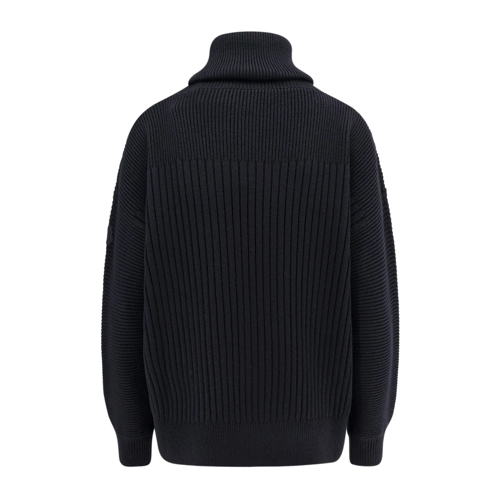 Moncler Wollen Turtleneck Sweater met Logo Patch Black Dames