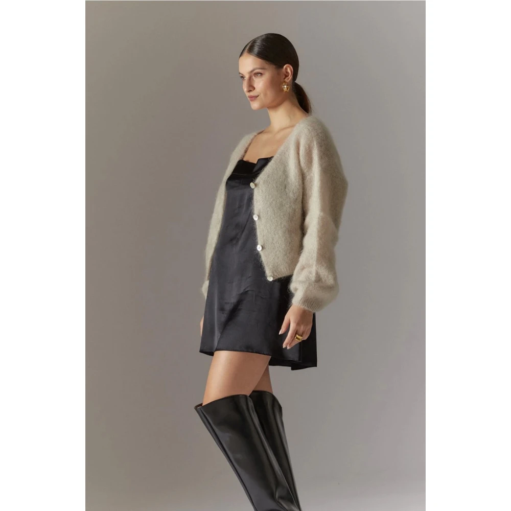 American Dreams Mohair Cropped Cardigan Beige Dames