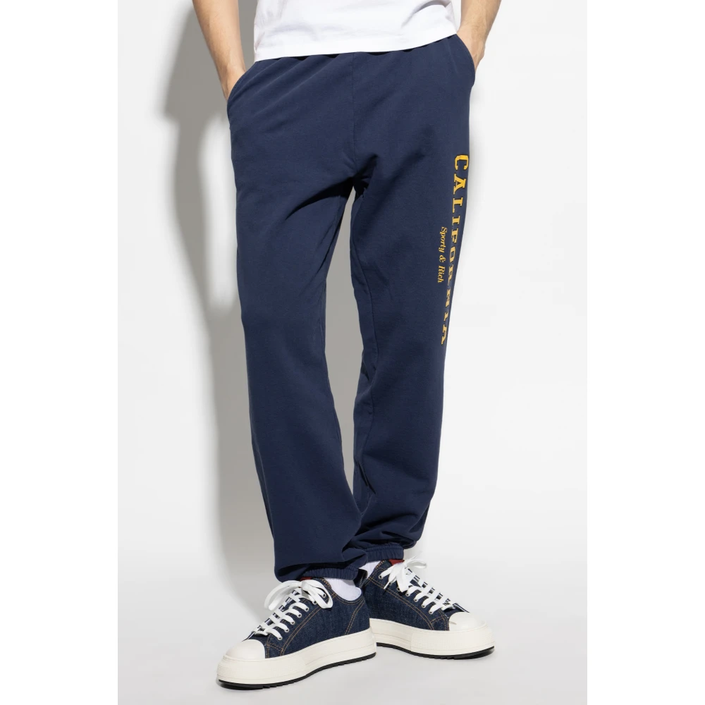 Sporty & Rich Sweatpants met logo Blue Heren