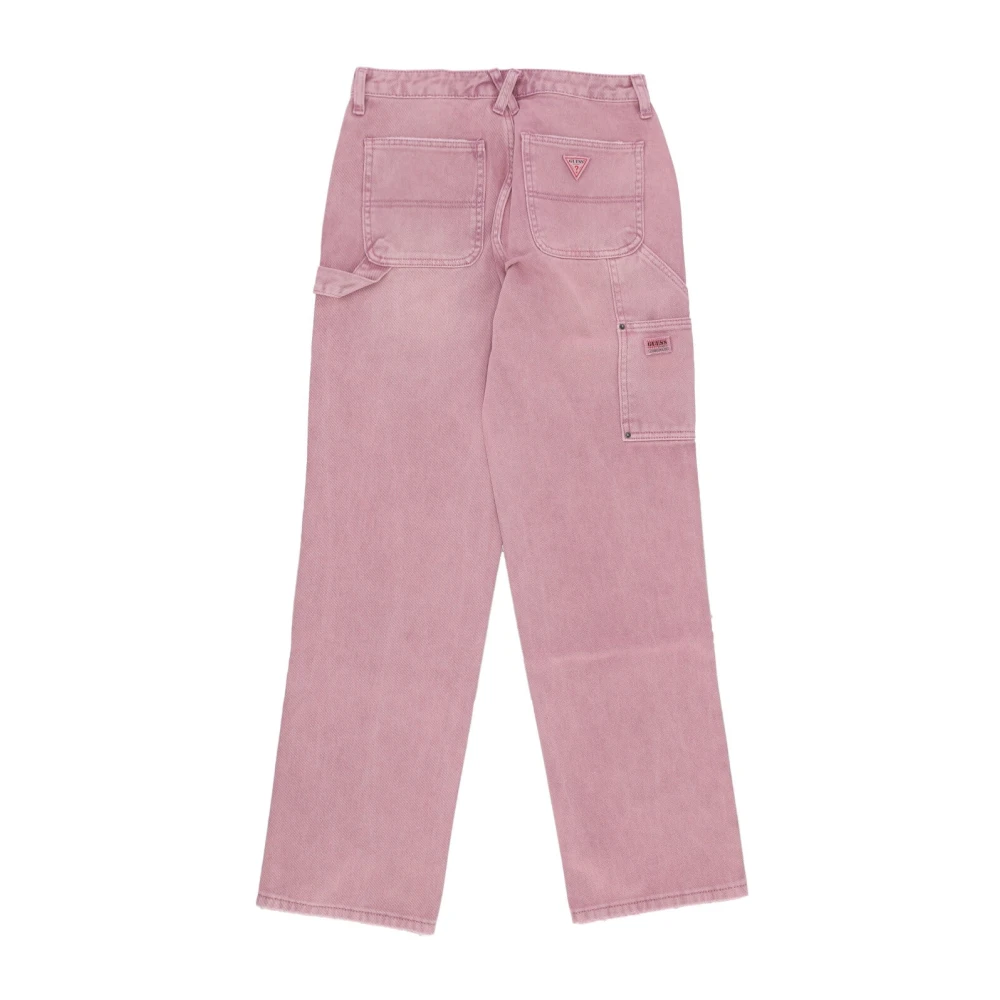 Guess Roze Timmerman Broek Overdye Stijl Pink Dames