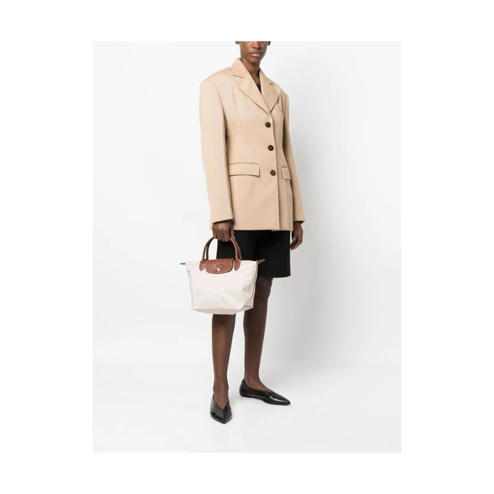 Longchamp Beige Kameel Kleurblok Reliëf Handtas White Dames