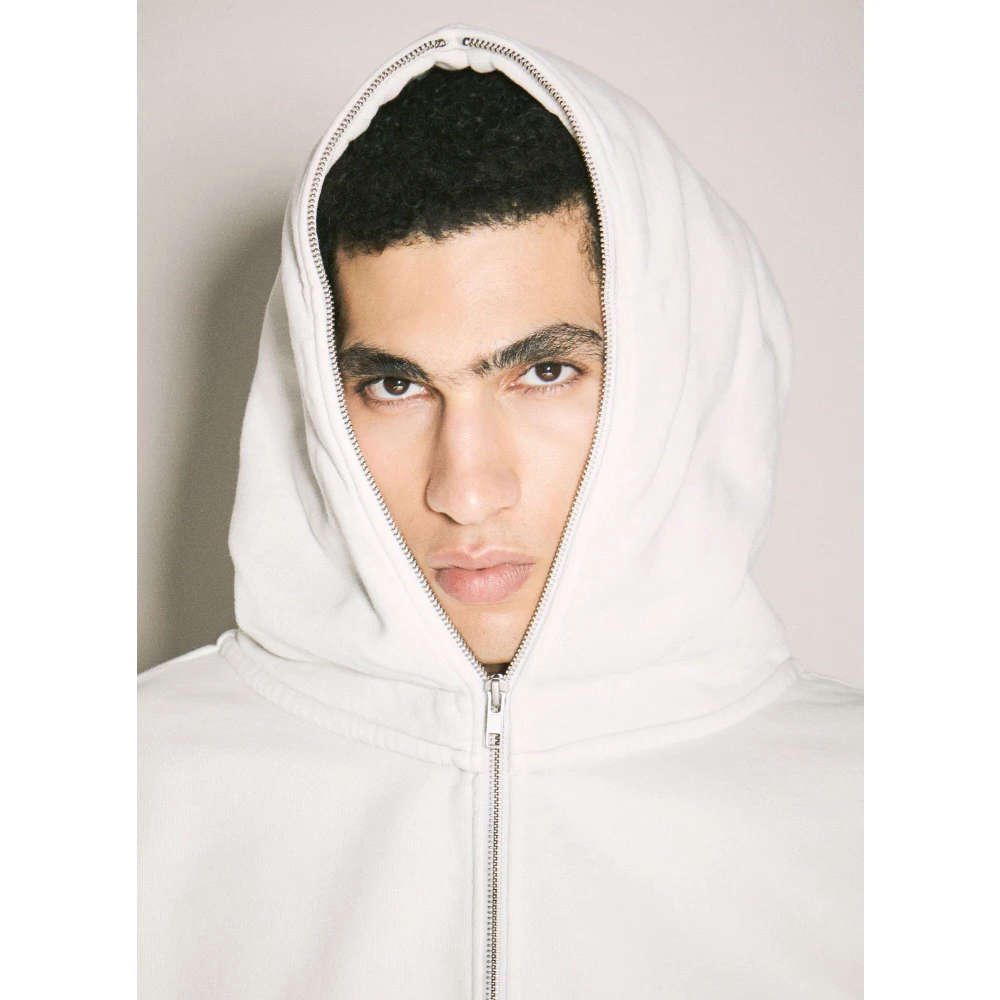 Entire Studios Zip Hooded Sweatshirt Cotton Fleece White Heren