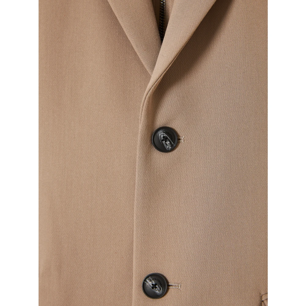 Emporio Armani Afneembare Hooded Jas met Ritssluiting Beige Heren