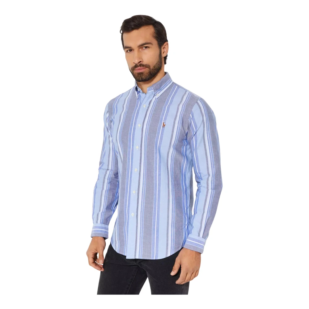 Ralph Lauren Gestreept katoenen overhemd Blue Heren