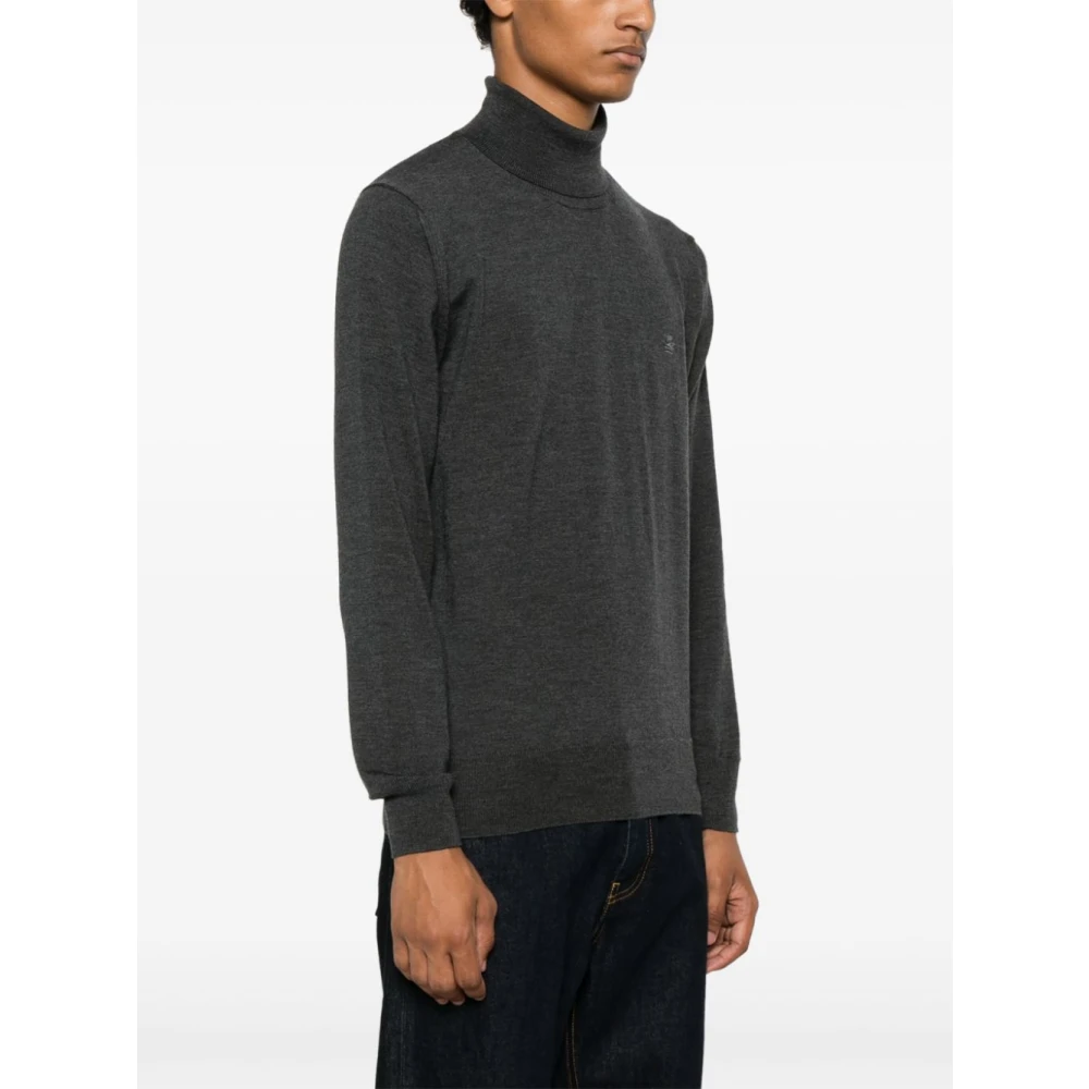 ETRO Grijze Wollen Trui met Pegasus Borduursel Gray Heren