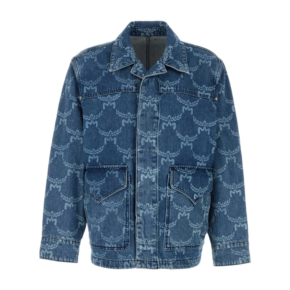 MCM Stijlvolle Bedrukte Denim Jas Blue Heren