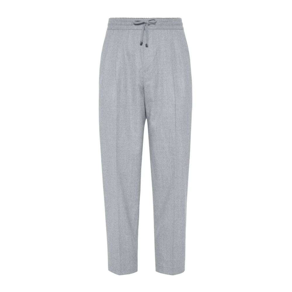 BRUNELLO CUCINELLI Elastische Trekkoord Broek Grijs Gray Heren