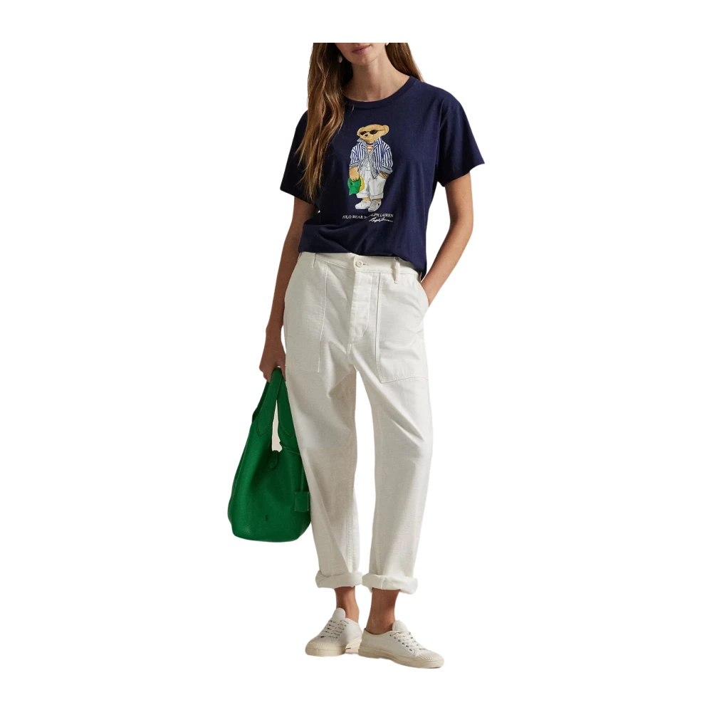 Polo Ralph Lauren Gestreepte Navy Tee Korte Mouw T-Shirt Blue Dames