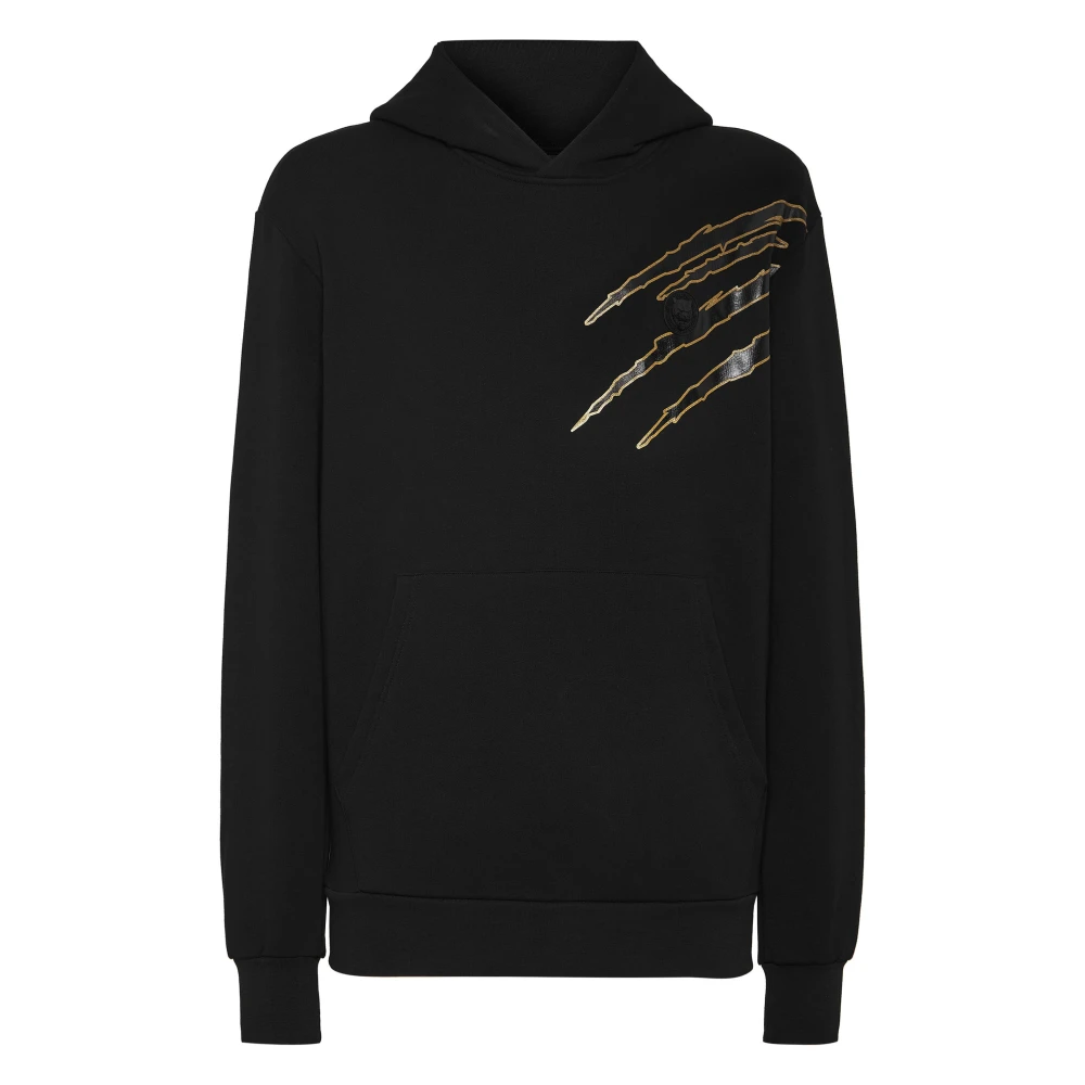 Plein Sport Men's Black Hoodies, S, Ls Lamina Scratch