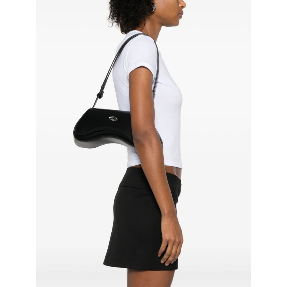 Diesel Zwarte Logo Front Tas Black Dames