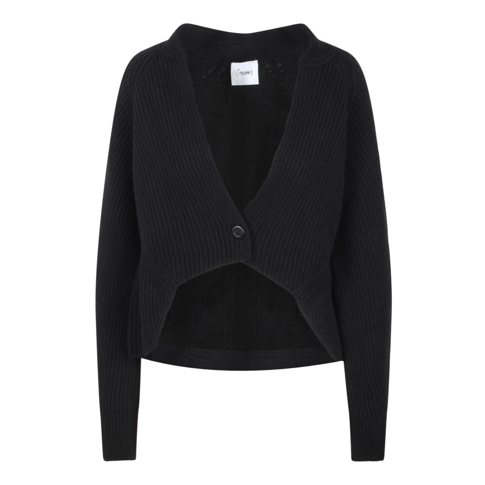 Nude Geribbelde Mini Cardigan Gebreid Black Dames
