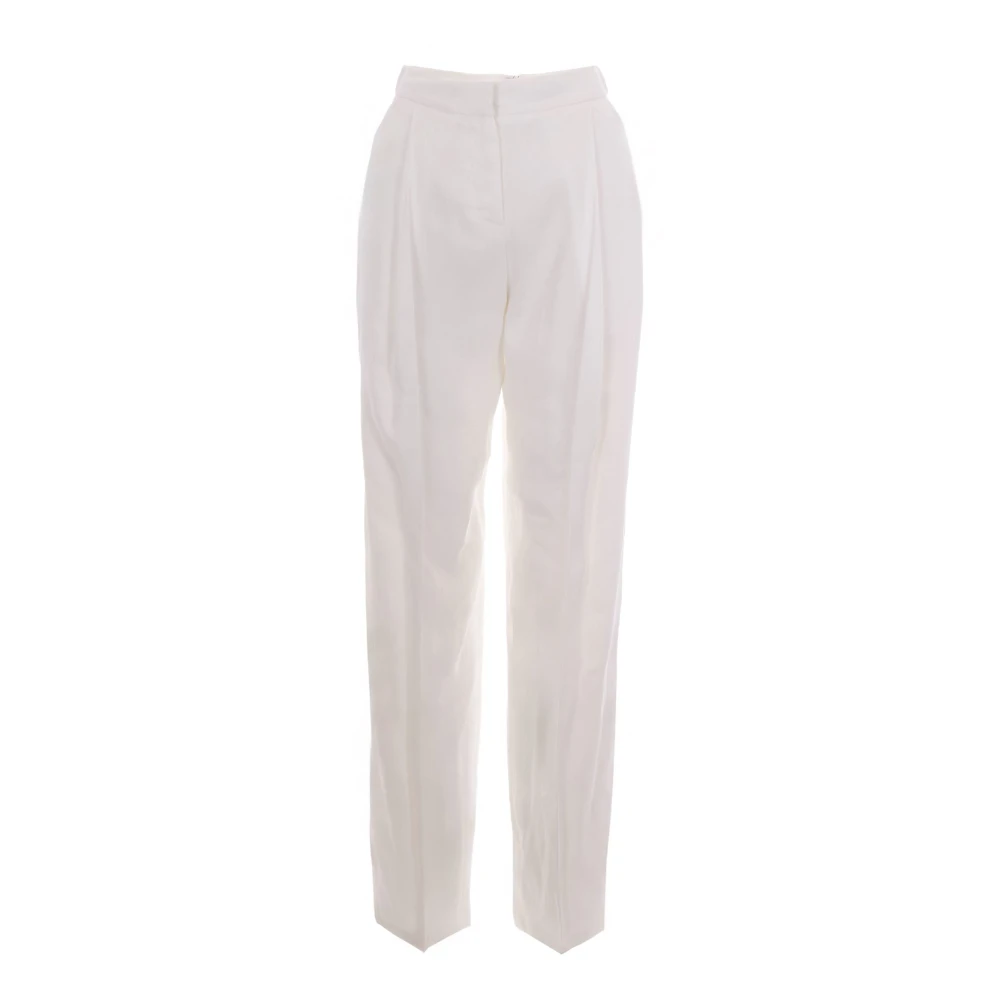Elisabetta Franchi White Wide Trousers, Female, S, Pleated Trousers