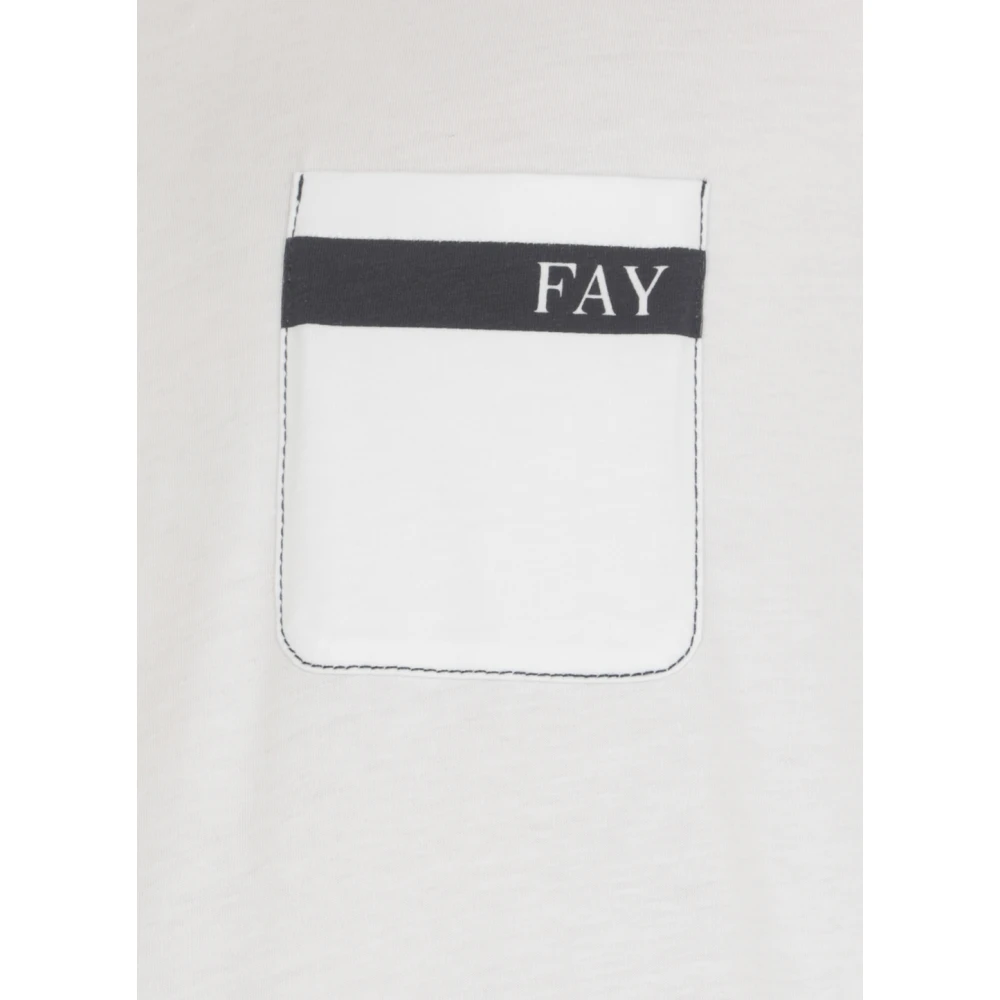 Fay Klassiek Wit Katoenen T-shirt met Zak White Heren