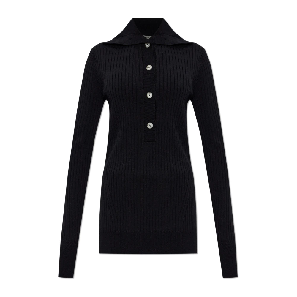 Entire Studios, Truien & Vesten , Dames, Zwart, S, Leer, Ribgebreide Top